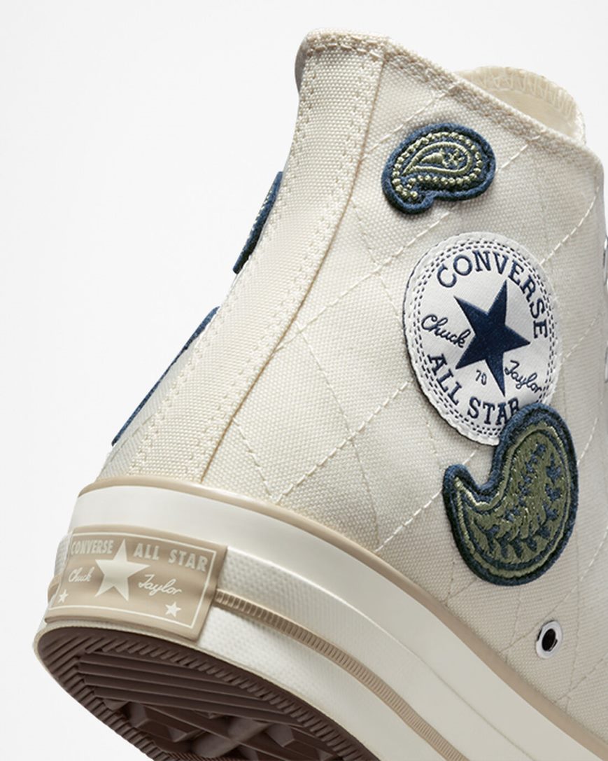 Women's Converse Chuck 70 Crafted Patches High Top Shoes Beige / Navy / Green | AU 8E0C4J
